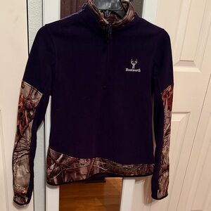 Huntworth Navy Camo Trim Quarter Zip Pullover